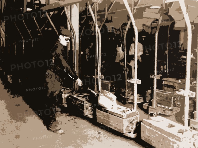 Pouring castings, Industry, Conveying systems, Automobile industry, Founding, 1922