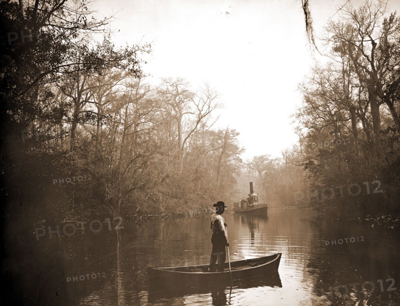 Deep Creek, Fla, Jackson, William Henry, 1843-1942, Rivers, Steamboats, Boats, United States, Florida, Deep Creek, 1880