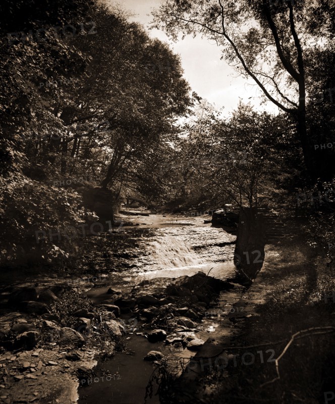 Waterfall in Wade Park, Cleveland, Ohio, Waterfalls, Parks, United States, Ohio, Cleveland, 1901