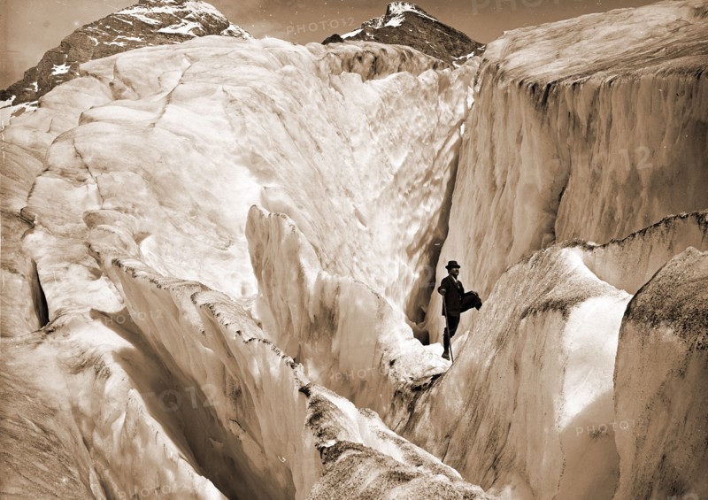 Crevasse formation in Illecillewaet Glacier, Selkirk Mountains, B.C, Glaciers, Mountains, Canada, British Columbia, Canada, Selkirk Range, 1902