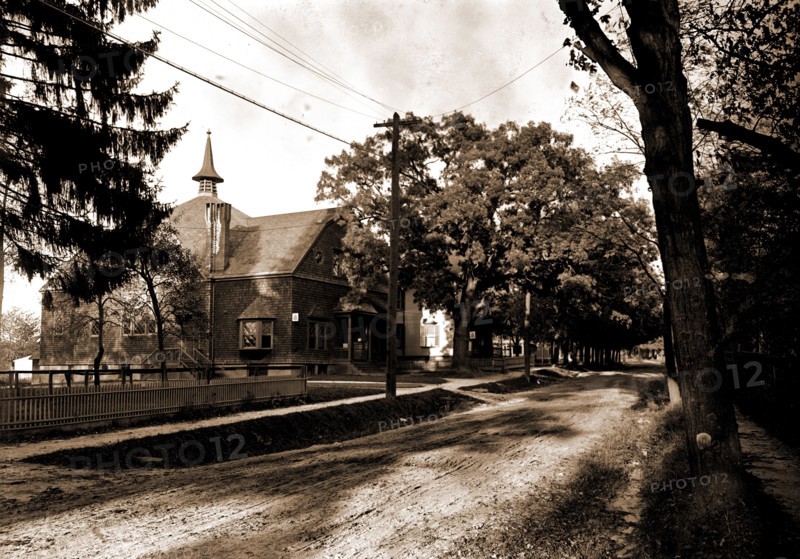 Library and street view, Pleasantville, N.Y, Libraries, Streets, United States, New York (State), Pleasantville, 1903