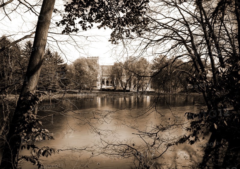 The Chapel from across the lake, Vassar College, Poughkeepsie, N.Y, Universities & colleges, Lakes & ponds, Churches, United States, New York (State), Poughkeepsie, 1904