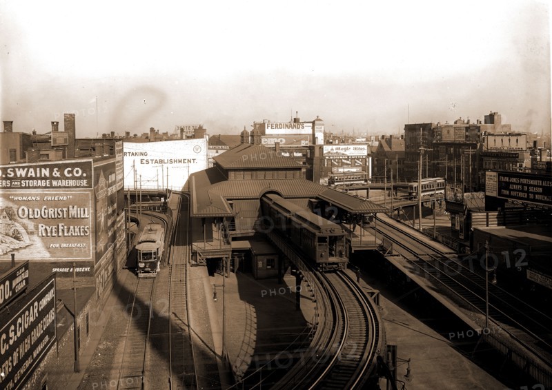 Dudley Street Station, Boston "L" Ry, Boston, Mass, Dudley Station (Boston, Mass.), Elevated railroads, Railroad stations, Streets, United States, Massachusetts, Boston, 1904