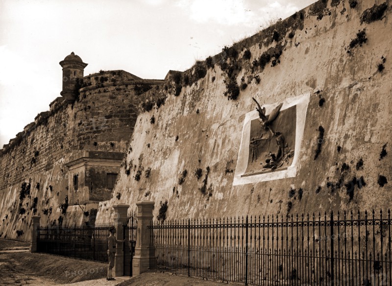 Havana, Cuba, execution wall in Cabanas, Castillo de San Carlos de la Cabana (Havana, Cuba), Executions, Forts & fortifications, Walls, Cuba, Havana, 1890