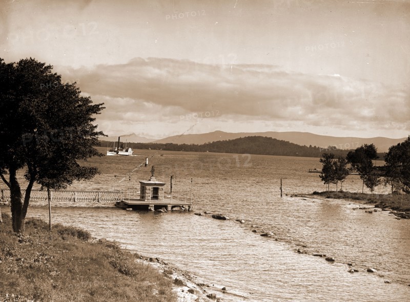Endicott Rock and outlet, Lake Winnipesaukee, N.H, Lakes & ponds, Piers & wharves, Discovery & exploration, Historical markers, United States, New Hampshire, Winnipesaukee, Lake, 1906