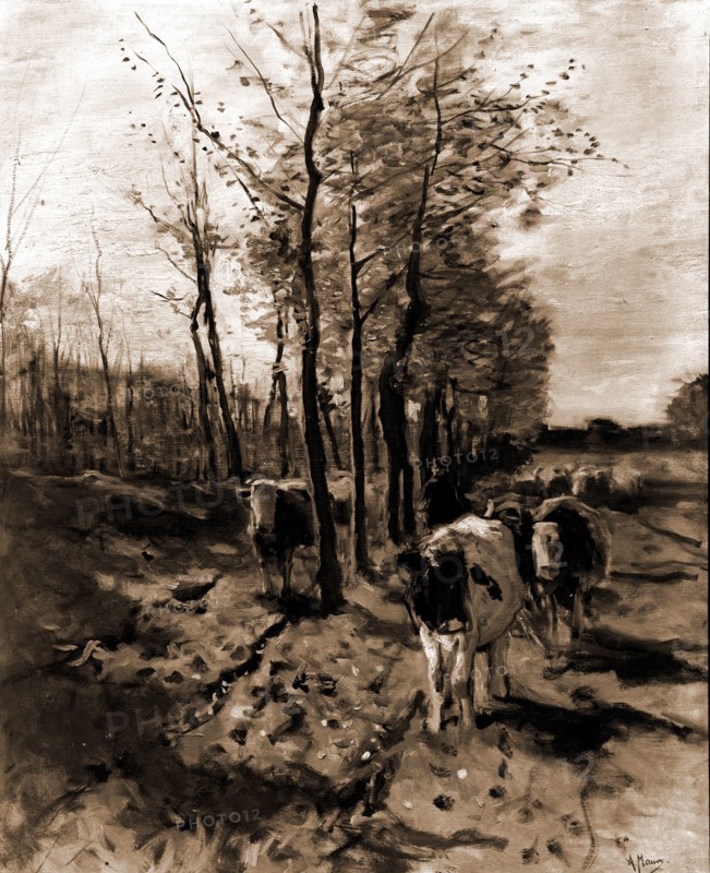 The road to Blaricum, Mauve, Anton, 1838-1888, Cattle, Roads, Netherlands, Blaricum, 1900