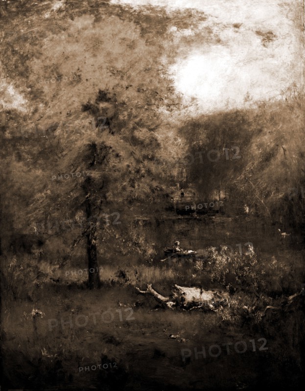 Landscape with rowboat, Inness, George, 1825-1894, Rowboats, 1900