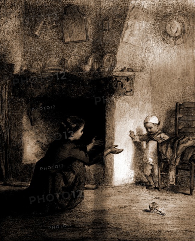 Learning to walk, Frere, Pierre Edouard, 1819-1886, Mothers & children, Walking, Domestic life, 1900