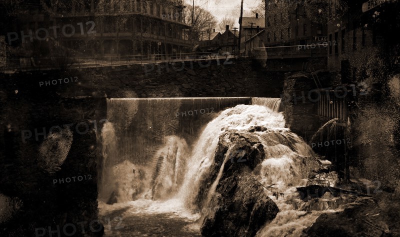 Whetstone Falls, Brattleboro, Vt, Waterfalls, Bridges, United States, Vermont, Brattleboro, 1907