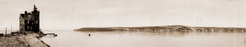 Mackinac Island from Round Island, Michigan, Jackson, William Henry, 1843-1942, Islands, Lighthouses, United States, Michigan, Mackinac Island (Island), United States, Michigan, Round Island, United States, Michigan, Mackinac Island, 1899