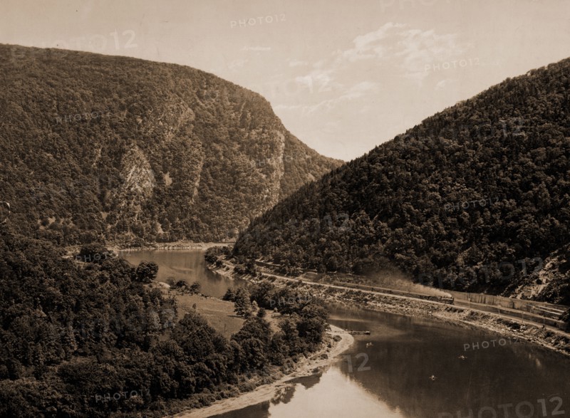 Delaware Water Gap, above the Gap from Winona Cliff, Pa, Jackson, William Henry, 1843-1942, Rivers, Passes (Landforms), United States, Pennsylvania, Delaware Water Gap, United States, Pennsylvania, Winona Cliff, United States, Pennsylvania, Delaware River, 1898