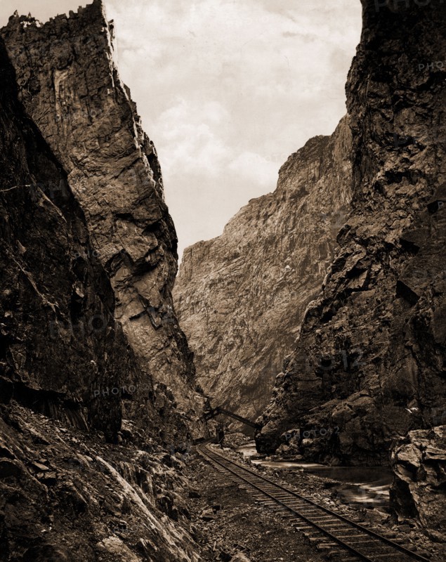Royal Gorge, Canyon of the Arkansas, Colorado, Jackson, William Henry, 1843-1942, Canyons, Rivers, United States, Colorado, Royal Gorge, United States, Colorado, Arkansas River, 1898