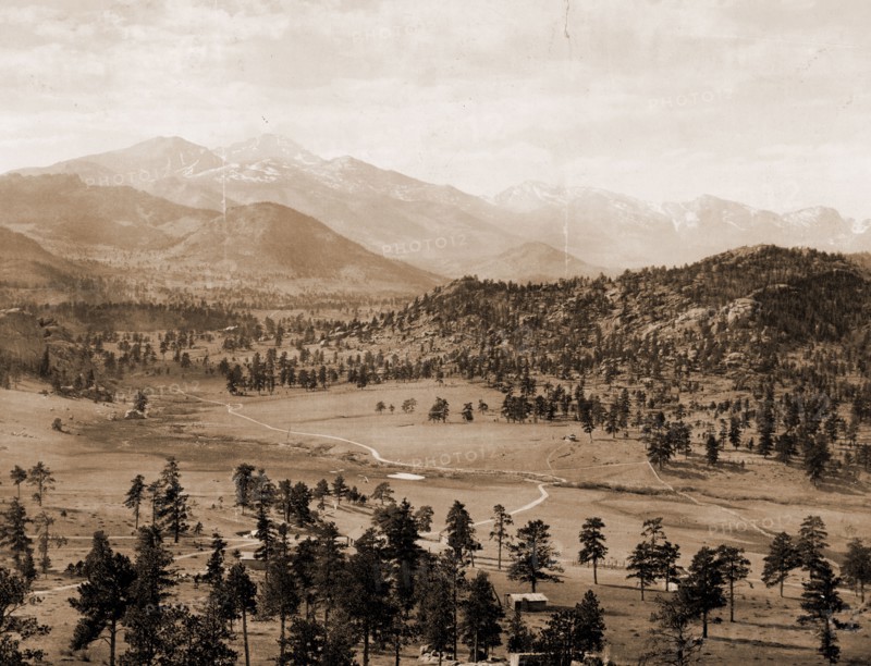 Long's Peak from Estes Park, Colorado, Jackson, William Henry, 1843-1942, Mountains, United States, Colorado, Longs Peak, 1900