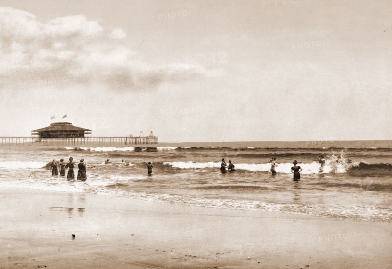 In the surf at Old Orchard, Maine, Beaches, United States, Maine, Old Orchard Beach, 1901