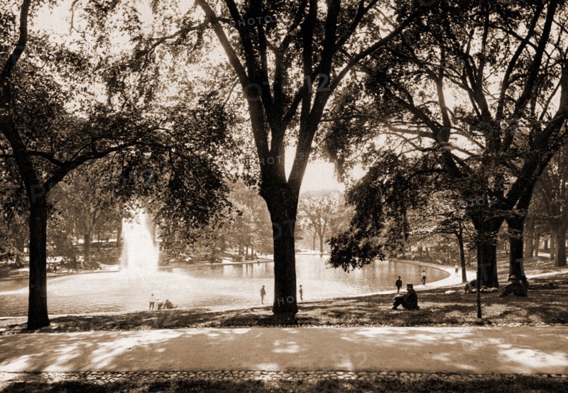 The Frog Pond, Boston Common, Parks, Lakes & ponds, United States, Massachusetts, Boston, 1899