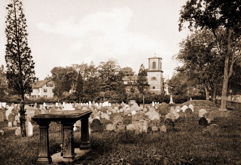 Christ Church churchyard, Cambridge, Christ Church (Cambridge, Mass.), Churches, Cemeteries, United States, Massachusetts, Cambridge, 1899