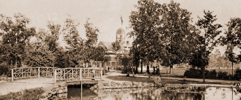 Casino from the lily pond, Belle Isle Park, Detroit, Parks, Casinos, United States, Michigan, Detroit, 1900
