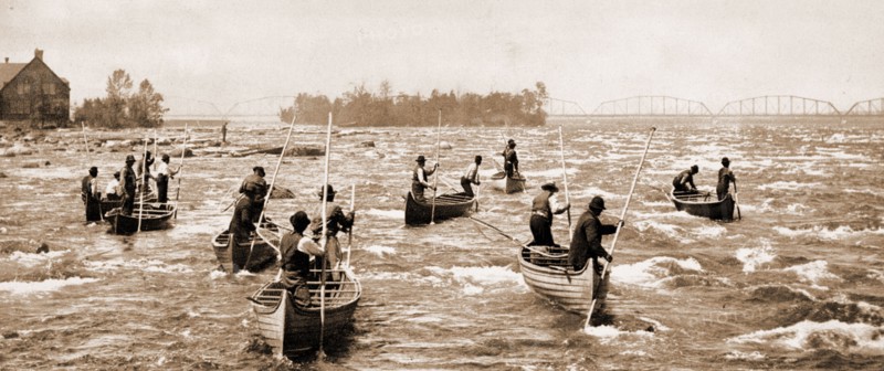 Indians fishing at the "Soo", Fishing, Indians of North America, United States, Michigan, Sault Sainte Marie, United States, Michigan, Saint Marys River, 1901