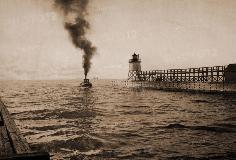 Harbor entrance, Charlevoix, Michigan, Harbors, United States, Michigan, Charlevoix, 1900