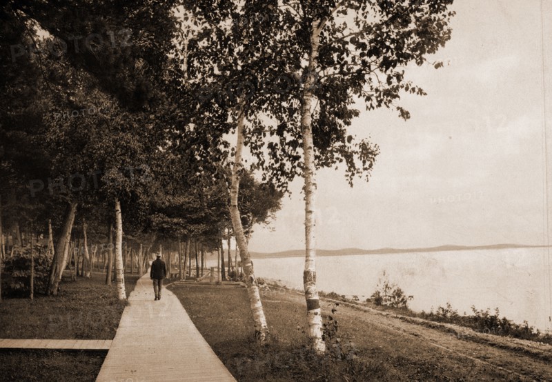 The Walk at We-Que-Ton-Sing, Michigan, Waterfronts, United States, Michigan, Wequetonsing, 1900