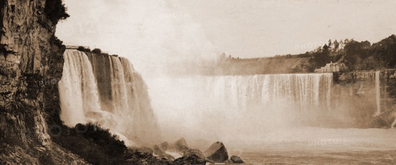 Niagara, general view from Cave of the Winds, Waterfalls, United States, New York (State), Niagara Falls, Canada, Ontario, Niagara Falls, 1900