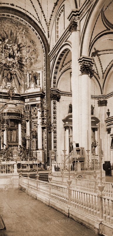 The altar, Church of Guadaloupe, the Cathedral, City of Mexico, Jackson, William Henry, 1843-1942, Altars, Cathedrals, Interiors, Mexico, Mexico City, 1884