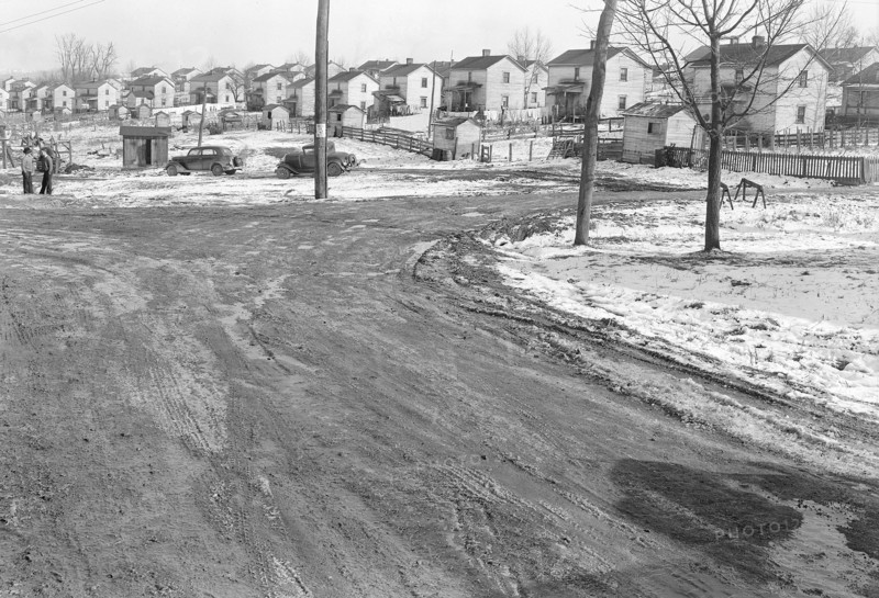 Scott's Run, West Virginia. Bertha Hill Camp - The mine in this camp has been bankrupt and changed hands several times in the last two years. In the summer of 1936 this camp was considered abandoned; in December the mine, under new management, began to operate, March 1937, Lewis Hine, 1874 - 1940, was an American photographer, who used his camera as a tool for social reform. US,USA