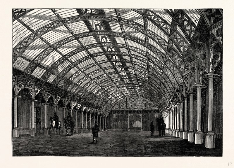 Welbeck, the Riding School, UK, England, engraving 1870s, Britain