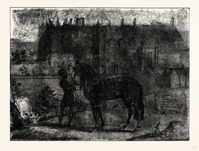 Part of Welbeck in 1658, UK, England, engraving 1870s, Britain