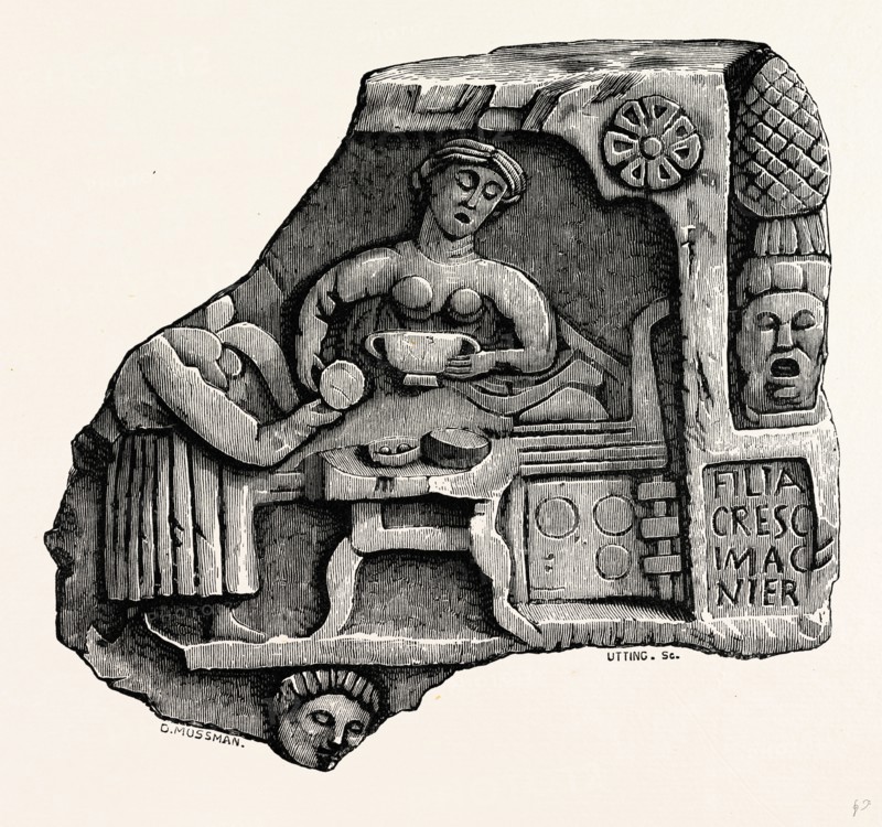 Roman Remains from Kirkby Thore, UK, England, engraving 1870s, Britain
