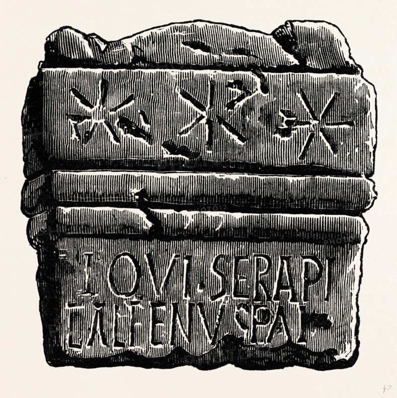 Roman Remains from Drumburgh and Kirkby Thore, UK, England, engraving 1870s, Britain