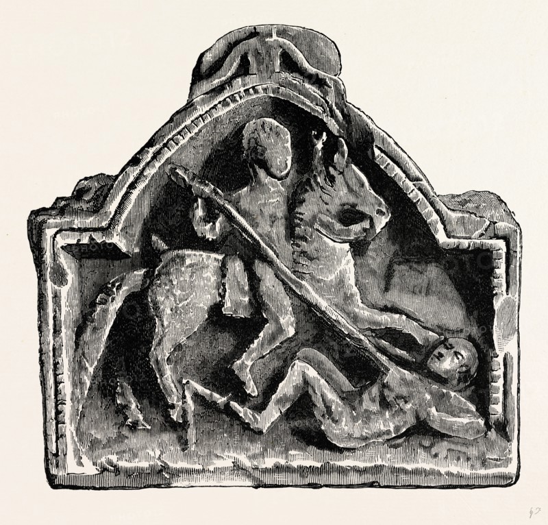Roman Remains from Kirkby Thore, UK, England, engraving 1870s, Britain