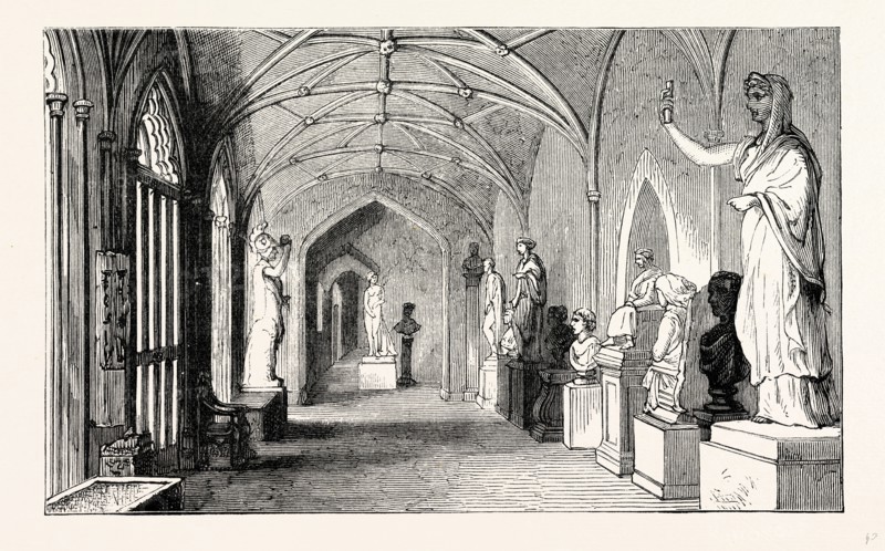 Lowther Castle, the Sculpture Gallery, UK, England, engraving 1870s, Britain