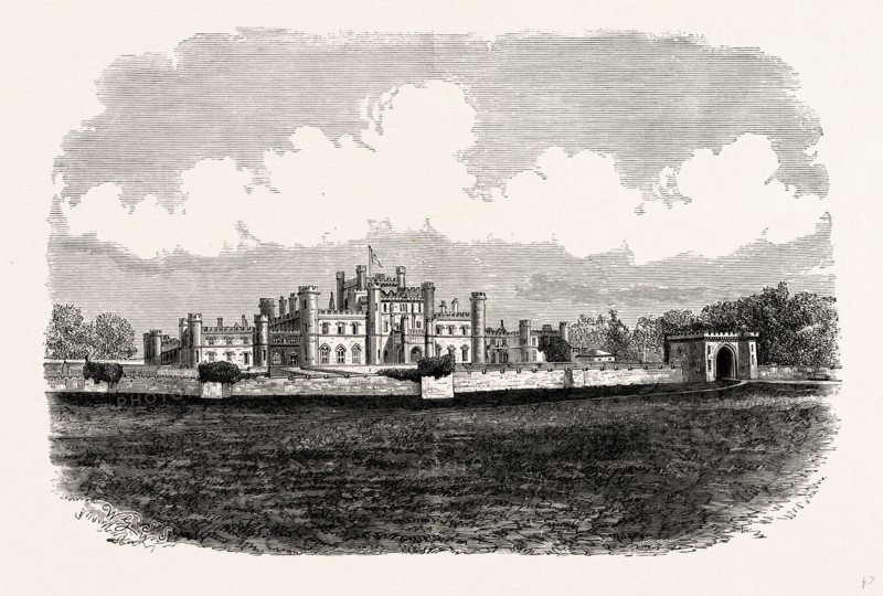 Lowther Castle, North Front, UK, England, engraving 1870s, Britain