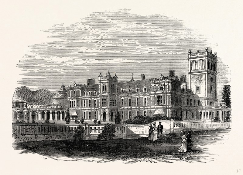 North-east View, Somerleyton, UK, England, engraving 1870s, Britain