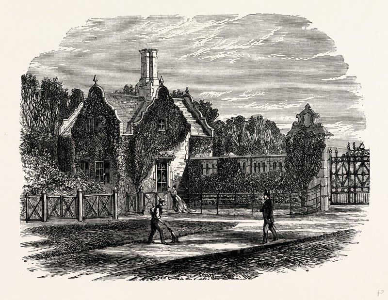 The South Lodge, Somerleyton, UK, England, engraving 1870s, Britain