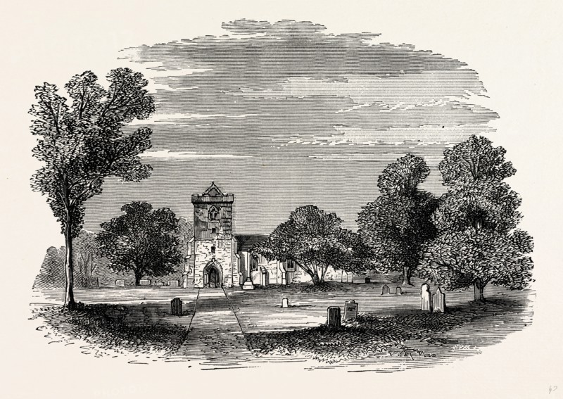 Hampton Lovett Church, UK, England, engraving 1870s, Britain
