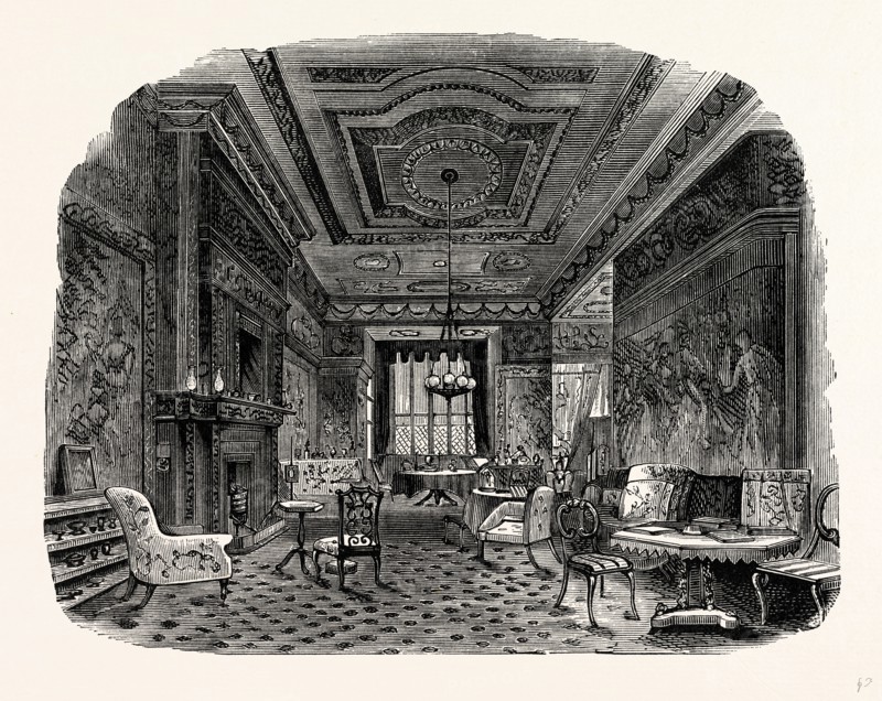 The Saloon, Westwood Park, UK, England, engraving 1870s, Britain