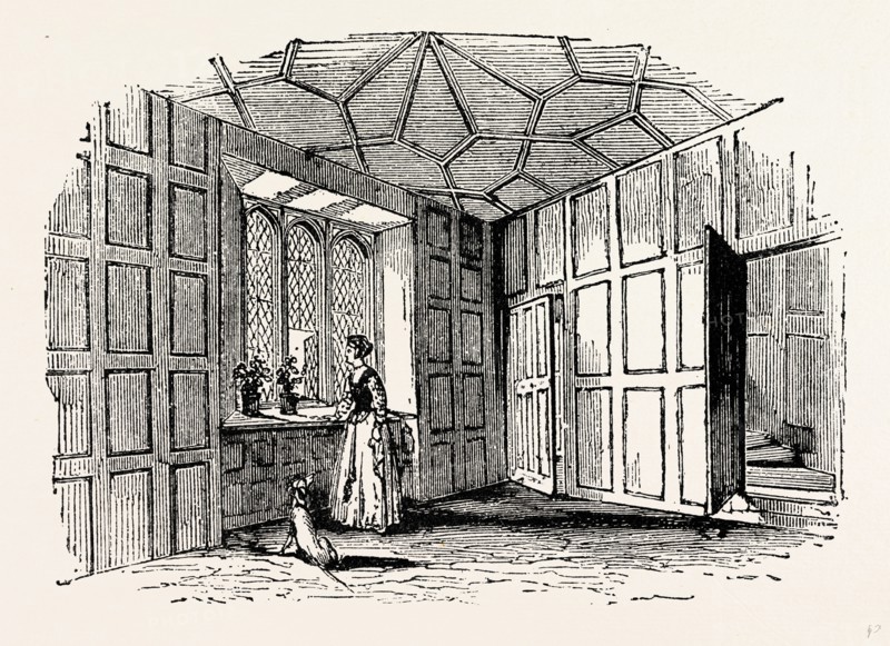 Anne Boleyn's Chamber, Hever Castle, UK, England, engraving 1870s, Britain