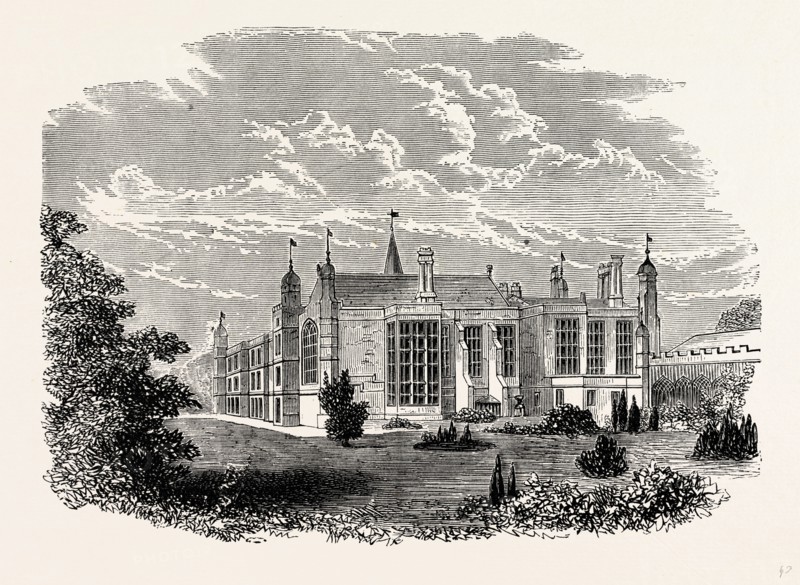 East View, Burleigh House, UK, England, engraving 1870s, Britain