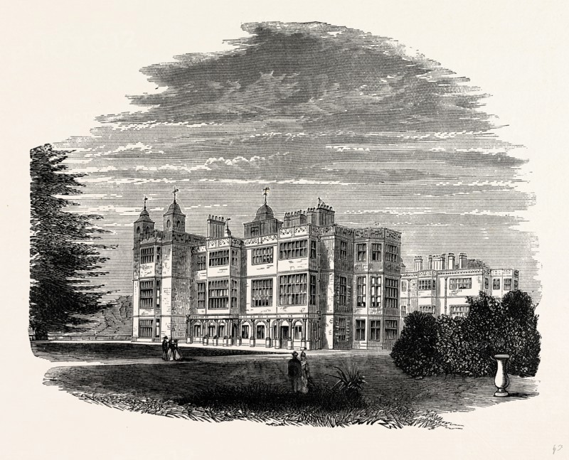 South Front, Audley End, UK, England, engraving 1870s, Britain