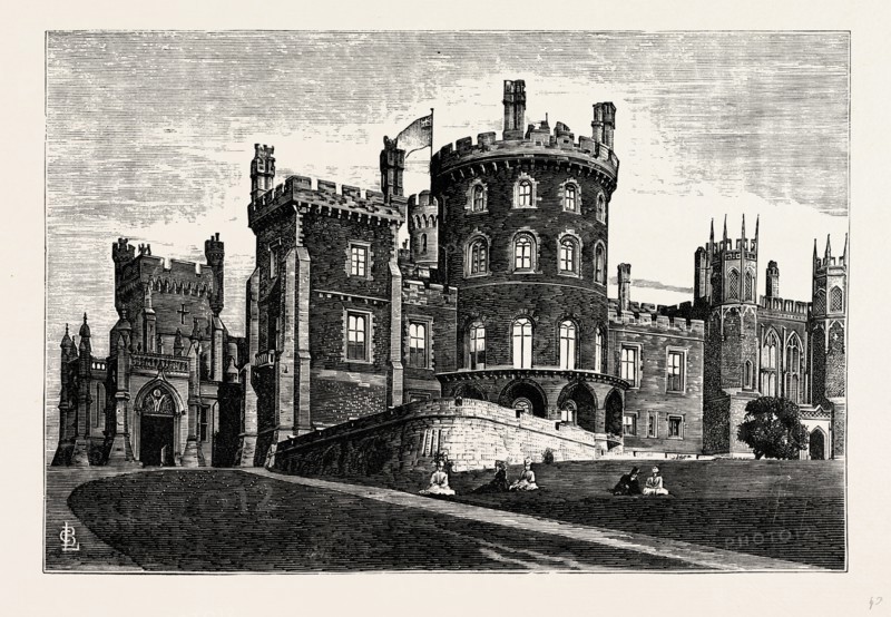 Belvoir Castle from the North-west, showing the Grand Entrance, UK, England, engraving 1870s, Britain