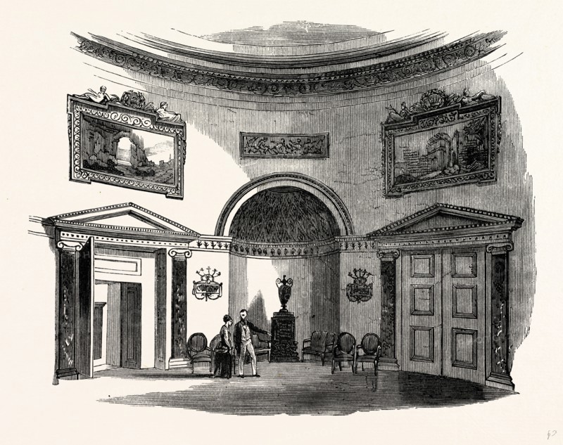 The Saloon, Kedleston Hall, UK, England, engraving 1870s, Britain