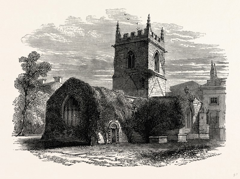 Kedleston Church, from the West, UK, England, engraving 1870s, Britain