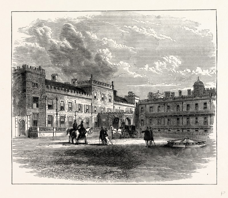 Welbeck, West Front and Oxford Wing, UK, England, engraving 1870s, Britain