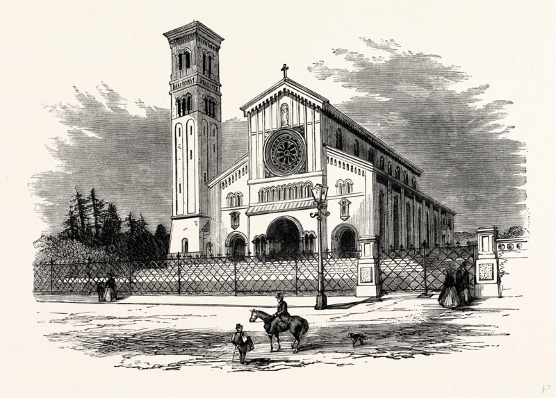 The New Church at Wilton, UK, England, engraving 1870s, Britain