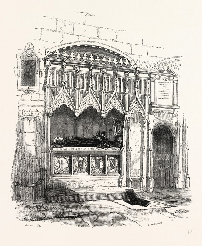 Prior Rahere's Tomb, London, England, engraving 19th century, Britain, UK