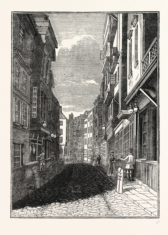 Butcher Row, Temple Bar, London, England, engraving 19th century, Britain, UK