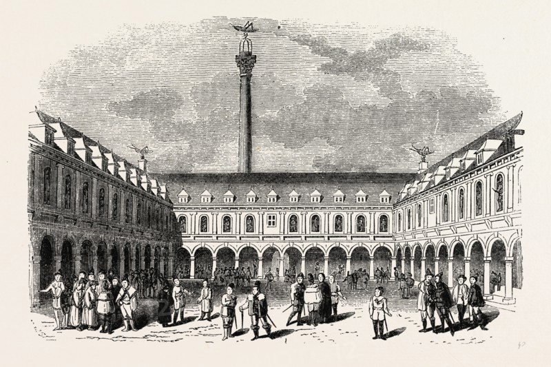 Sir Thomas Gresham's Exchange, London, England, engraving 19th century, Britain, UK