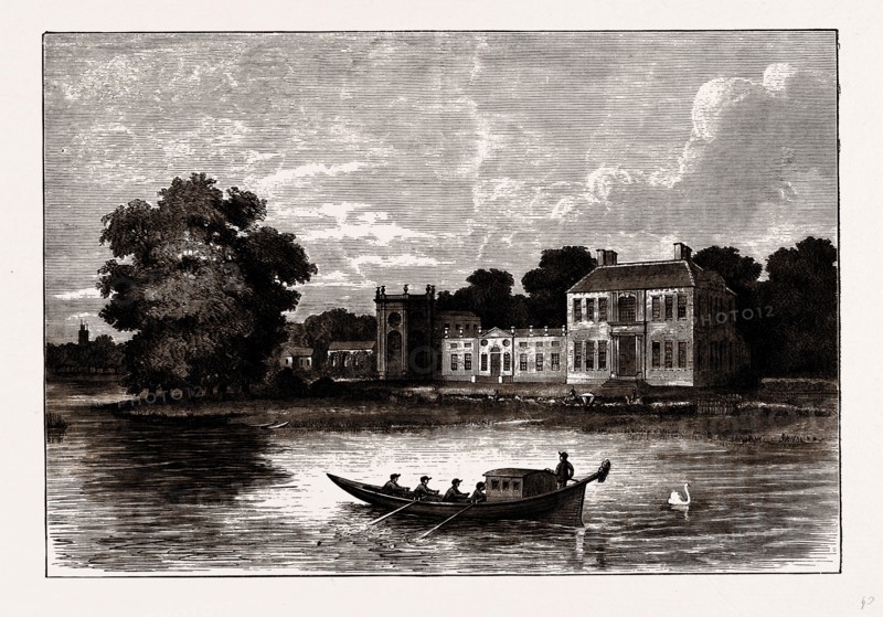 MR. PITT'S HOUSE AT TWICKENHAM, UK, engraving 1881 - 1884